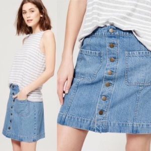 Ann Taylor Loft Blue Denim Button Down Skirt